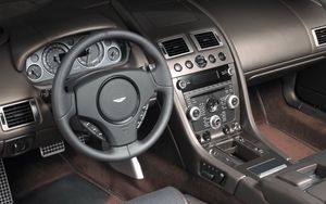 Preview wallpaper aston martin, dbs, 2010, salon, interior, steering wheel, speedometer