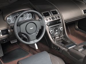 Preview wallpaper aston martin, dbs, 2010, salon, interior, steering wheel, speedometer