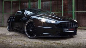 Preview wallpaper aston martin, dbs, 2010, black, front view, sports, building