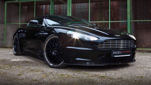 Preview wallpaper aston martin, dbs, 2010, black, front view, sports, building