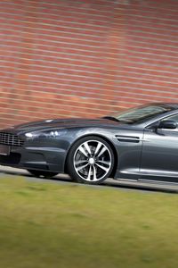 Preview wallpaper aston martin, dbs, 2010, gray, side view, style, grass