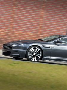 Preview wallpaper aston martin, dbs, 2010, gray, side view, style, grass