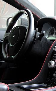 Preview wallpaper aston martin, dbs, 2011, salon, interiors, speedometer, steering wheel