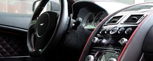 Preview wallpaper aston martin, dbs, 2011, salon, interiors, speedometer, steering wheel