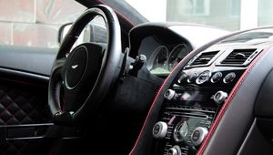 Preview wallpaper aston martin, dbs, 2011, salon, interiors, speedometer, steering wheel