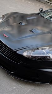 Preview wallpaper aston martin, dbs, 2011, black, front view, style, reflection