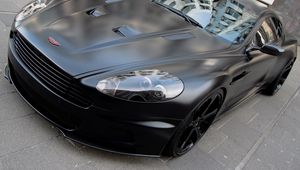 Preview wallpaper aston martin, dbs, 2011, black, front view, style, reflection