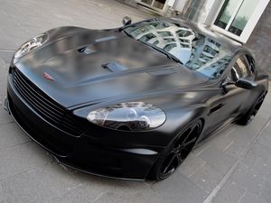 Preview wallpaper aston martin, dbs, 2011, black, front view, style, reflection