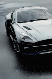 Preview wallpaper aston martin dbs v12, aston martin, black, front view