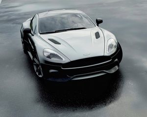 Preview wallpaper aston martin dbs v12, aston martin, black, front view