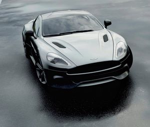 Preview wallpaper aston martin dbs v12, aston martin, black, front view