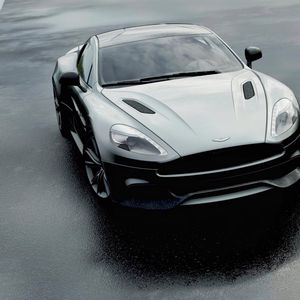 Preview wallpaper aston martin dbs v12, aston martin, black, front view