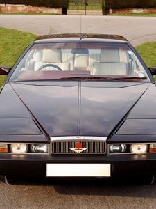 Preview wallpaper aston martin, lagonda, 1976, blue, front view, grass