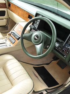 Preview wallpaper aston martin, lagonda, 1987, white, salon, interior, steering wheel