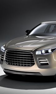 Preview wallpaper aston martin, lagonda, 2009, gray metallic, front view, concept car, style, auto