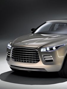 Preview wallpaper aston martin, lagonda, 2009, gray metallic, front view, concept car, style, auto