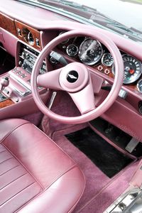 Preview wallpaper aston martin, lagonda, v8, 1974, pink, salon, interior, steering wheel, speedometer