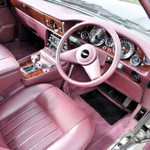 Preview wallpaper aston martin, lagonda, v8, 1974, pink, salon, interior, steering wheel, speedometer