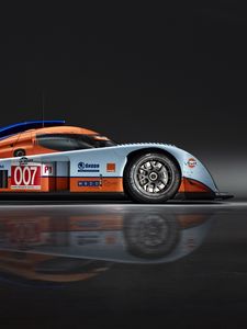 Preview wallpaper aston martin, lmp1, 2009, white, orange, side view, sport, auto