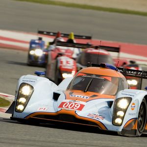 Preview wallpaper aston martin, lmp1, 2009, white, front view, auto, race