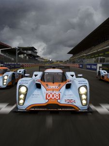 Preview wallpaper aston martin, lmp1, 2009, white, front view, cars, speed