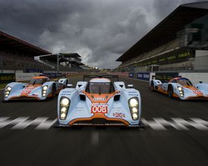 Preview wallpaper aston martin, lmp1, 2009, white, front view, cars, speed