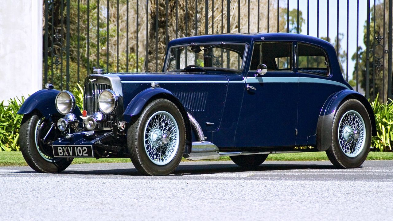 Wallpaper aston martin, mkii, 1934, blue, side view, car, retro