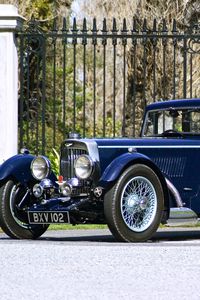 Preview wallpaper aston martin, mkii, 1934, blue, side view, car, retro