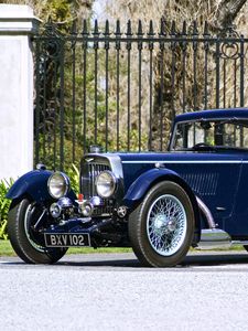 Preview wallpaper aston martin, mkii, 1934, blue, side view, car, retro