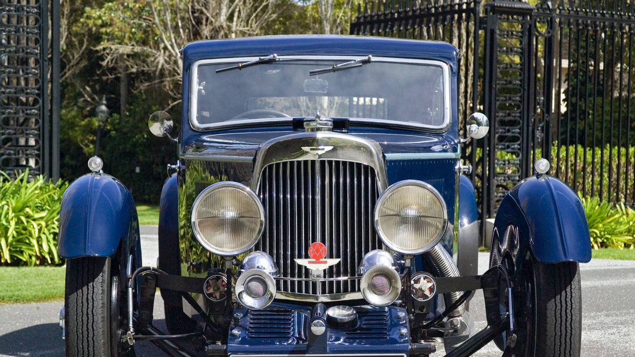 Wallpaper aston martin, mkii, 1934, blue, front view, cars, grass
