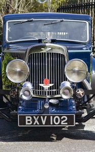 Preview wallpaper aston martin, mkii, 1934, blue, front view, cars, grass