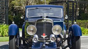 Preview wallpaper aston martin, mkii, 1934, blue, front view, cars, grass