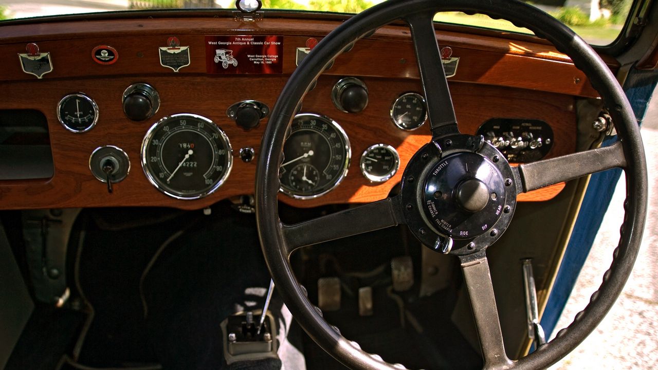 Wallpaper aston martin, mkii, 1934, salon, steering wheel, speedometer