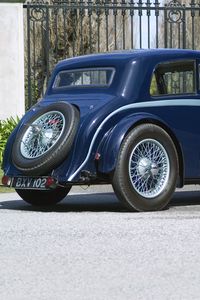 Preview wallpaper aston martin, mkii, 1934, blue, side view, rarity, auto