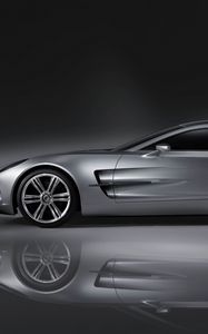 Preview wallpaper aston martin, one-77, 2008, concept car, gray, side view, reflection