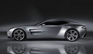 Preview wallpaper aston martin, one-77, 2008, concept car, gray, side view, reflection