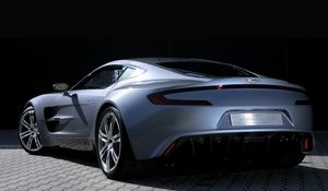 Preview wallpaper aston martin, one-77, 2009, metallic silver, rear view, style