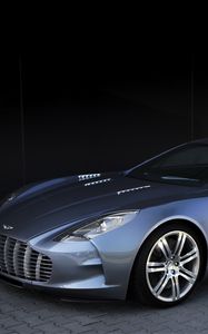 Preview wallpaper aston martin, one-77, 2009, blue metallic, side view, sport, auto