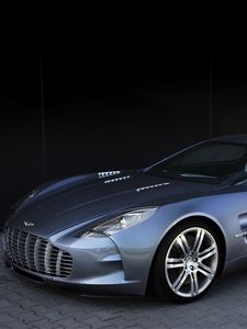 Preview wallpaper aston martin, one-77, 2009, blue metallic, side view, sport, auto