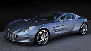 Preview wallpaper aston martin, one-77, 2009, blue metallic, side view, sport, auto