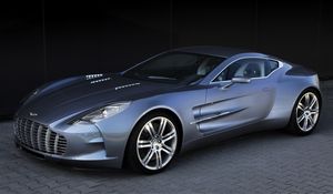 Preview wallpaper aston martin, one-77, 2009, blue metallic, side view, sport, auto