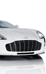 Preview wallpaper aston martin, one-77, 2009, white, front view, style, reflection