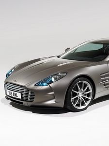 Preview wallpaper aston martin, one-77, 2009, gray, side view, sport, auto