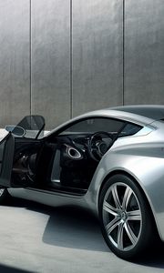 Preview wallpaper aston martin, one-77, 2009, silver metallic, side view, style, auto