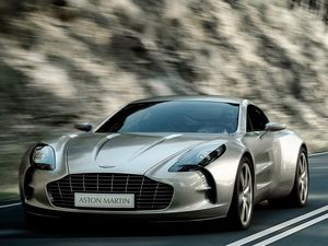 Preview wallpaper aston martin, one-77, 2009, gray metallic, front view, style, speed