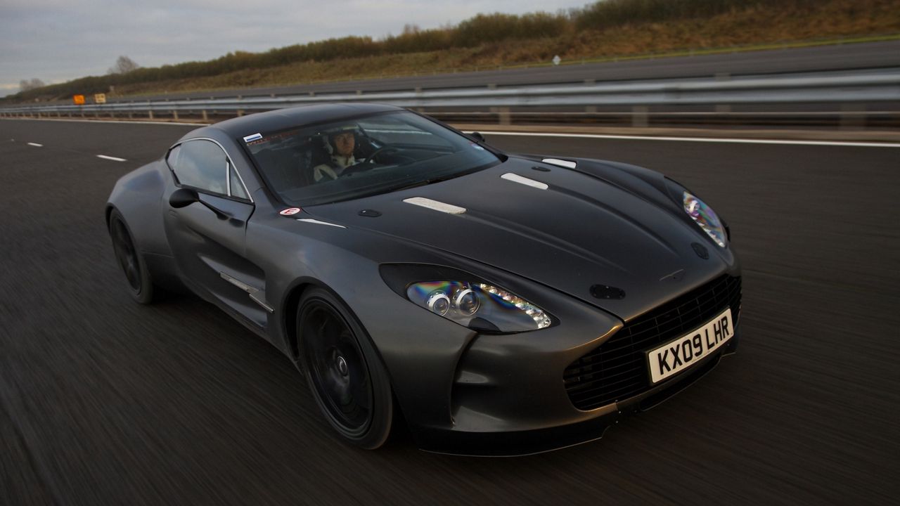 Wallpaper aston martin, one-77, 2009, black, front view, concept car, speed