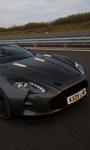 Preview wallpaper aston martin, one-77, 2009, black, front view, concept car, speed