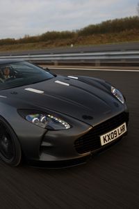 Preview wallpaper aston martin, one-77, 2009, black, front view, concept car, speed