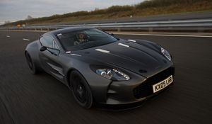 Preview wallpaper aston martin, one-77, 2009, black, front view, concept car, speed