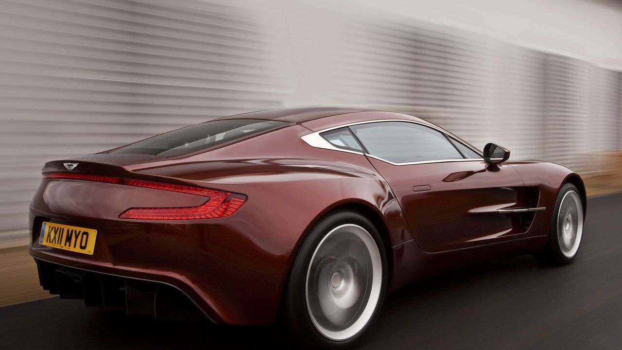 Wallpaper aston martin, one-77, 2009, red, side view, style, speed